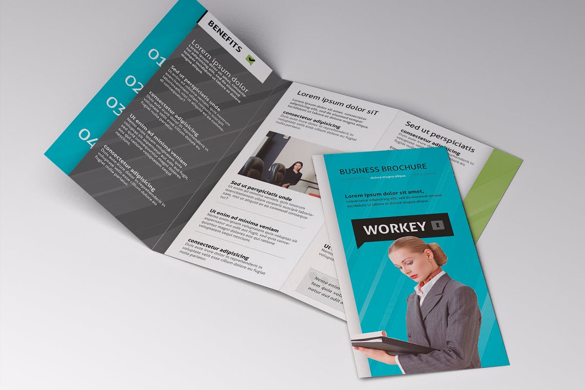 逼真简约的海报折叠传单样机模板 Flyer Mockup插图