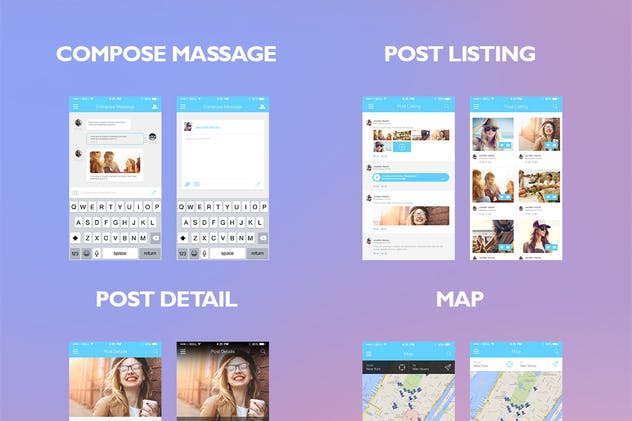 简约风社交媒体APP UI套件 Zippy UI Kit插图(7)