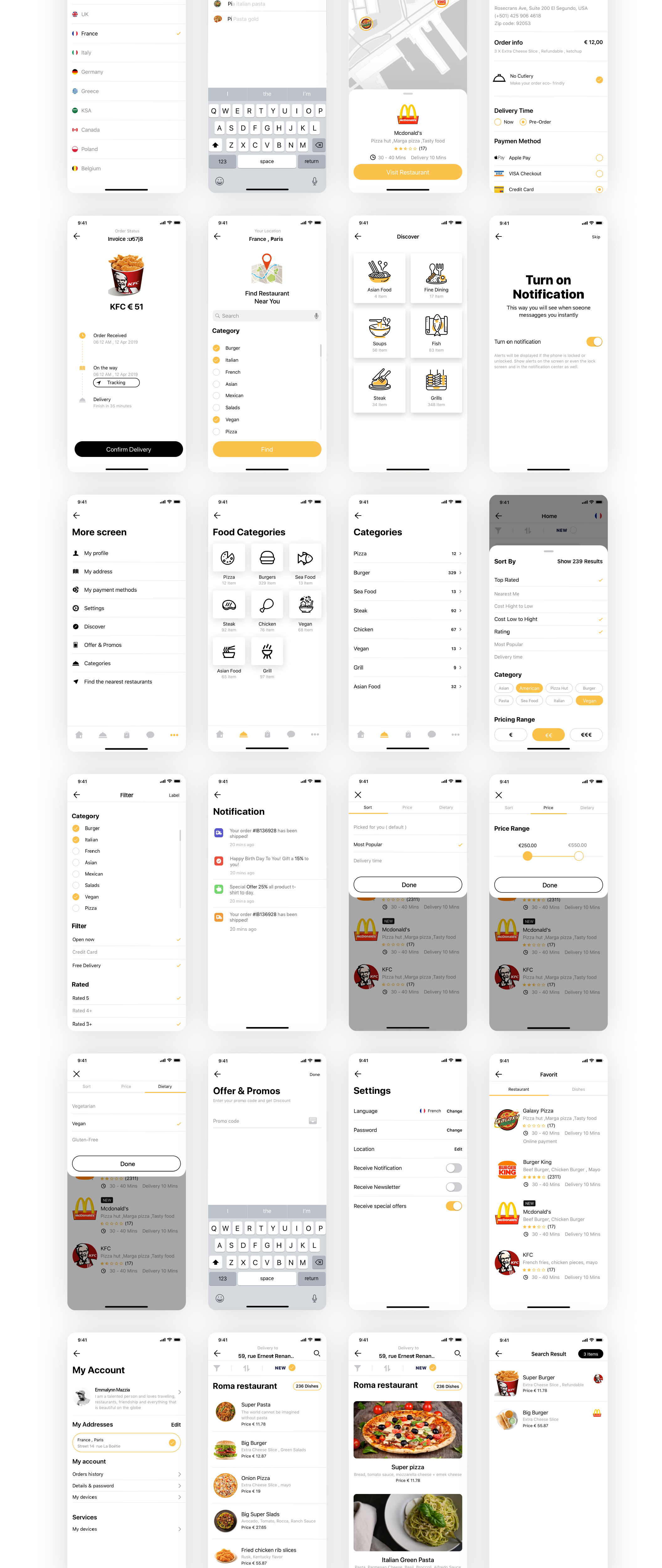 素材库下午茶:餐厅外卖APP应用程序IOS UI套件插图(2)