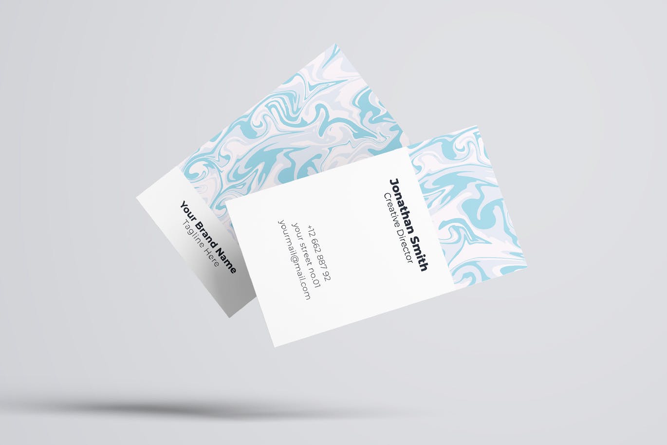 淡色水彩纹理企业素材库精选名片模板v36 Business Card Template.v36插图(1)