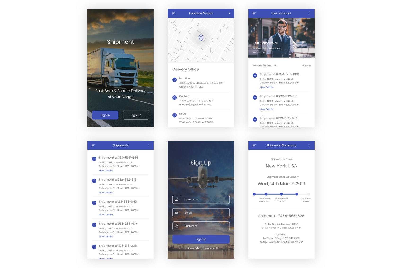 物流运输APP用户界面设计UI套件PSD模板 Shipment – Logistic & Transport UI Kit (Photoshop)插图(7)