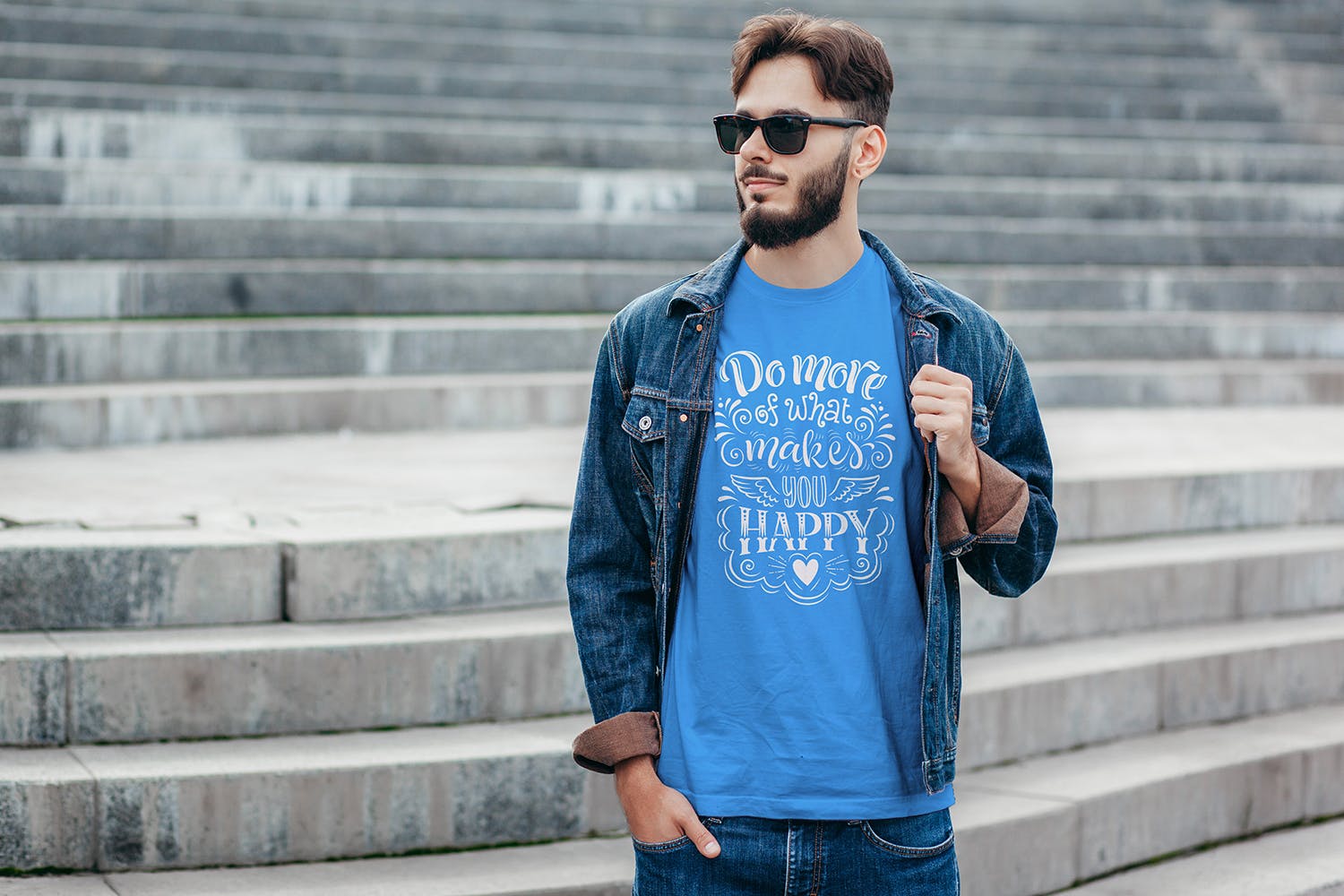 男士T恤胸前印花设计模特上身效果图样机03 T-Shirt Mockup Collection 03插图(5)