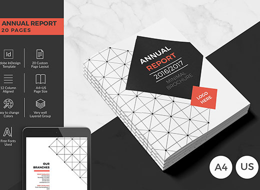 20页现代、极简的年度报告杂志模板下载[indd]