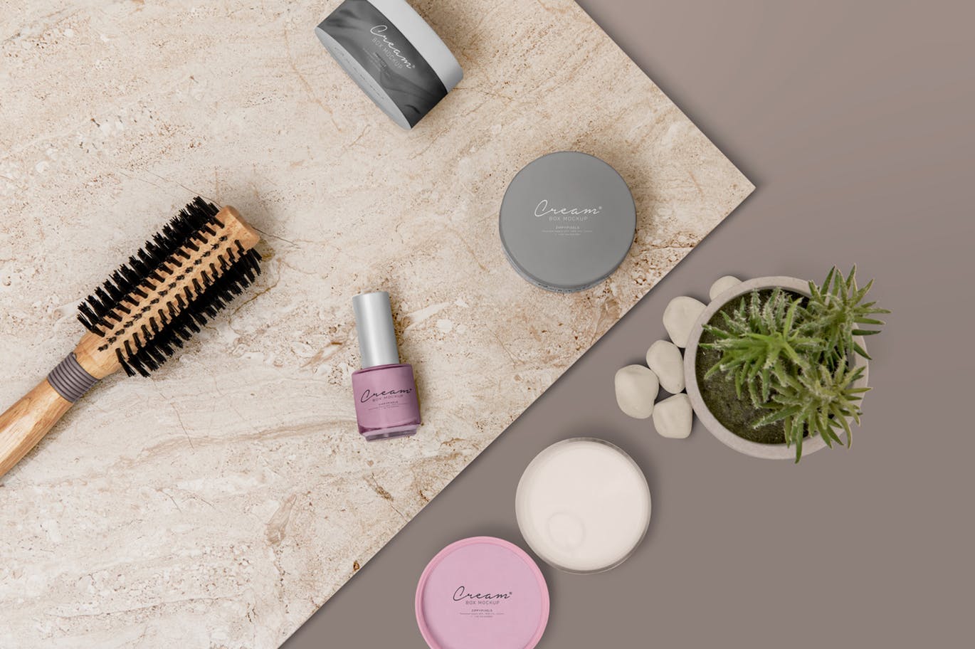 高端优雅质感的时尚化妆品包装设计VI样机展示模型mockups插图(3)