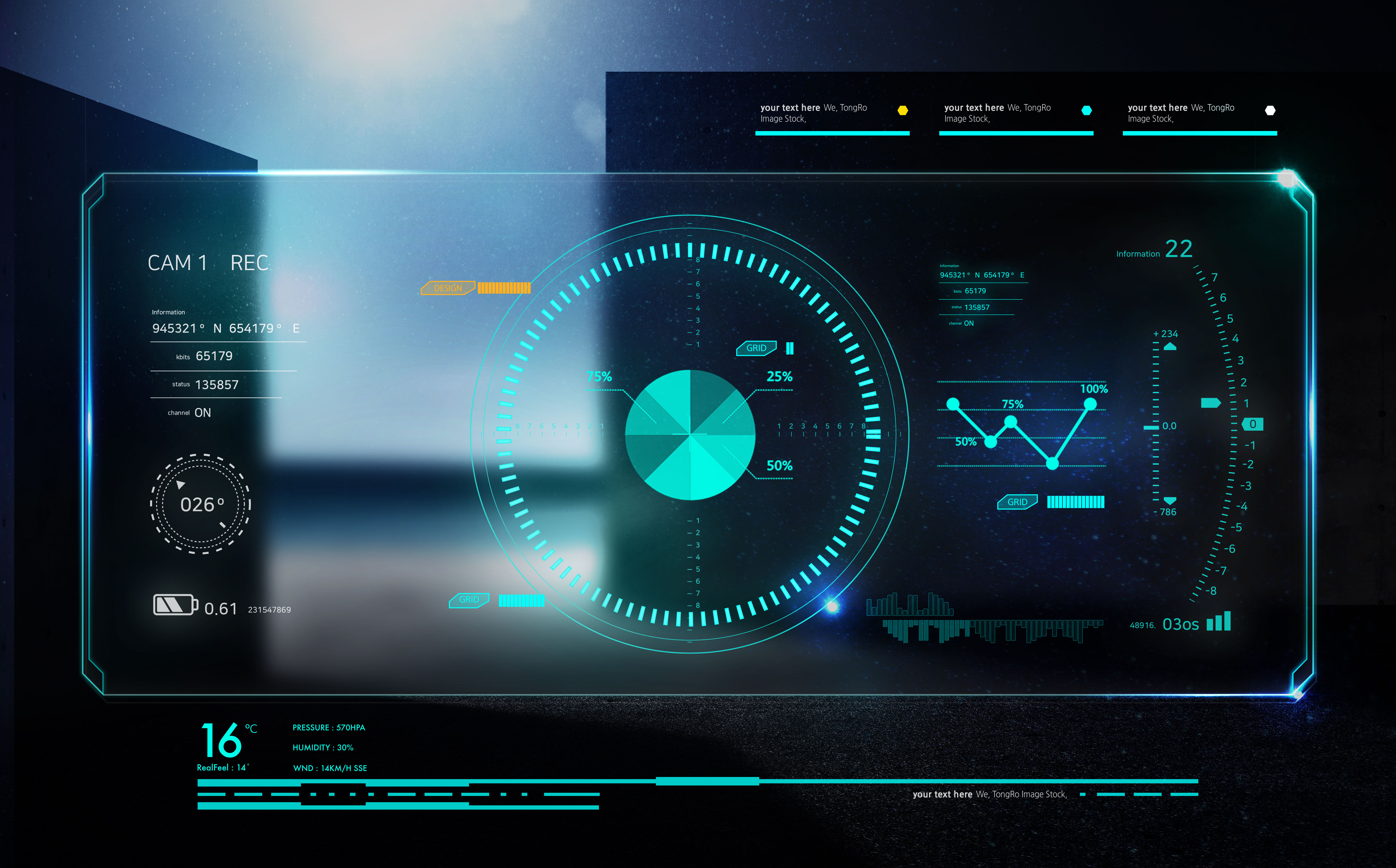 UHD抬头显示UI界面科技元素海报设计套装[PSD]插图