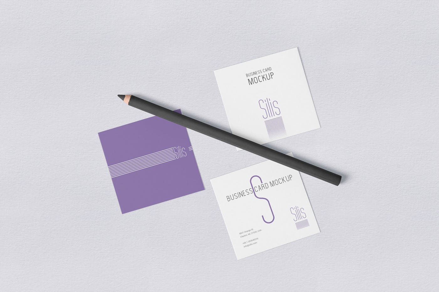 方形名片叠放阴影效果样机素材库精选模板 Square Shaped Business Card Mockups插图(4)