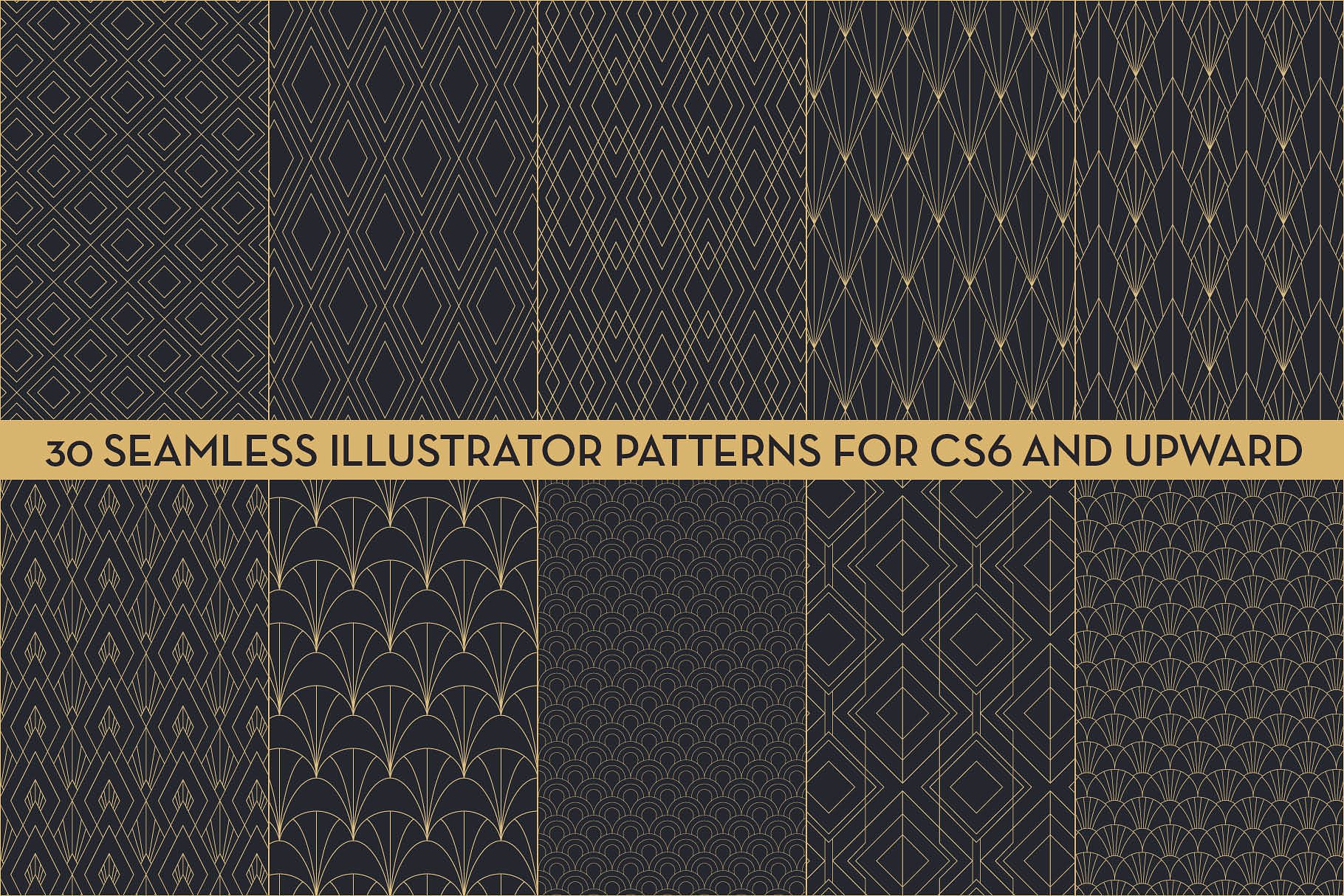 精致的装饰艺术矢量图案 Delicate Art Deco Vector Patterns插图(1)