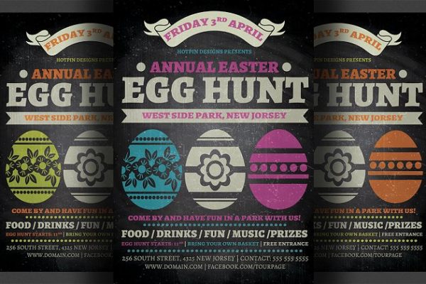 复活节彩蛋聚会活动传单模板V2 Easter Egg Hunt Flyer Template v2