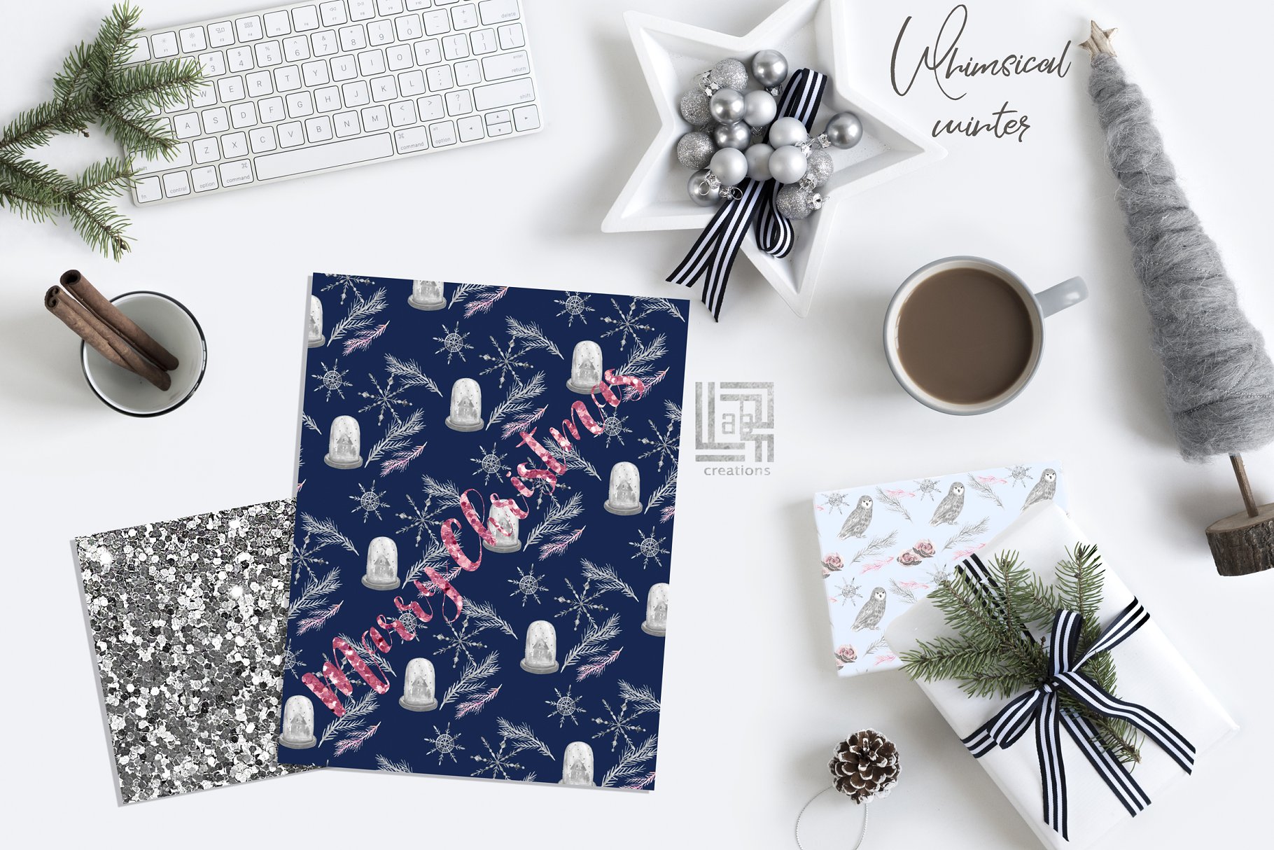 异想天开的冬季水彩剪贴画 Whimsical winter watercolors插图(3)