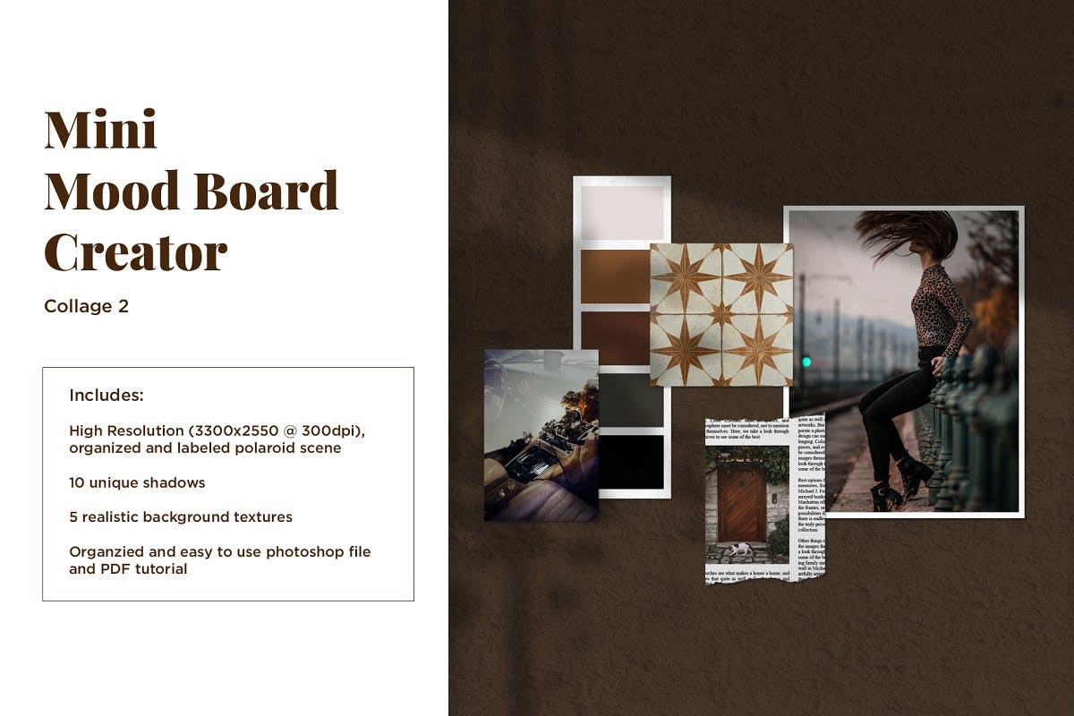 迷你拼贴照片样机模板 Mini Mood Board: Collage 2插图