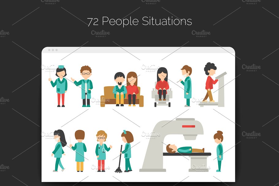 医药医院诊所扁平化插画素材 Medicine Flat Collection插图(4)