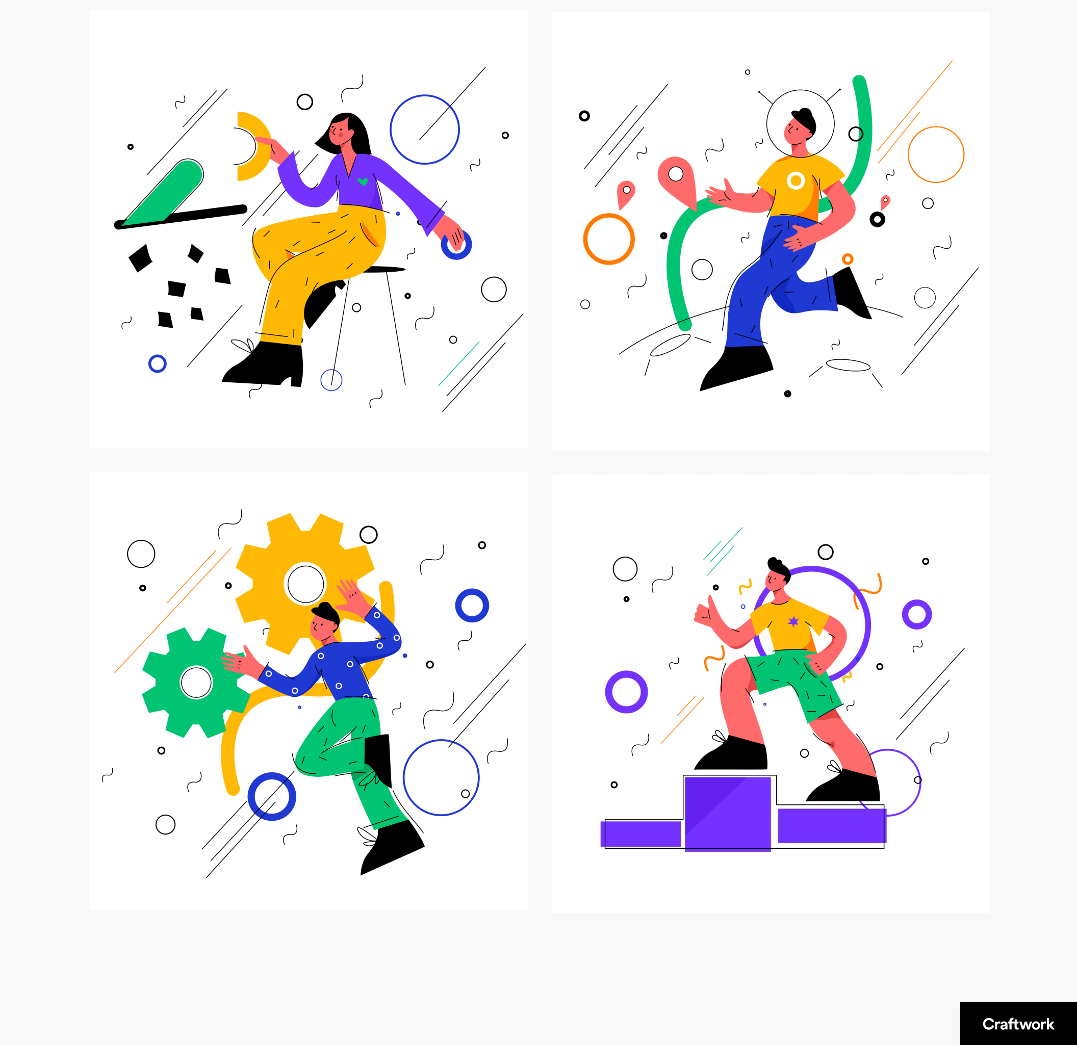 素材库下午茶:多彩的人物元素矢量网站设计插画合集插图(5)