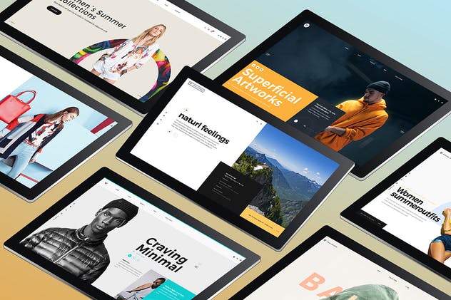 网页设计等距平板电脑屏幕样机 Isometric Screen Mockup插图(4)