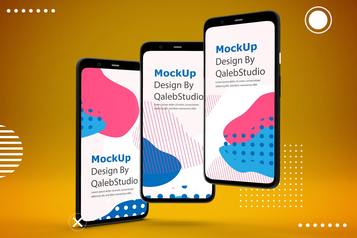 谷歌智能手机Pixel 4屏幕预览素材库精选样机模板 Abstract Pixel 4 mockup插图(5)