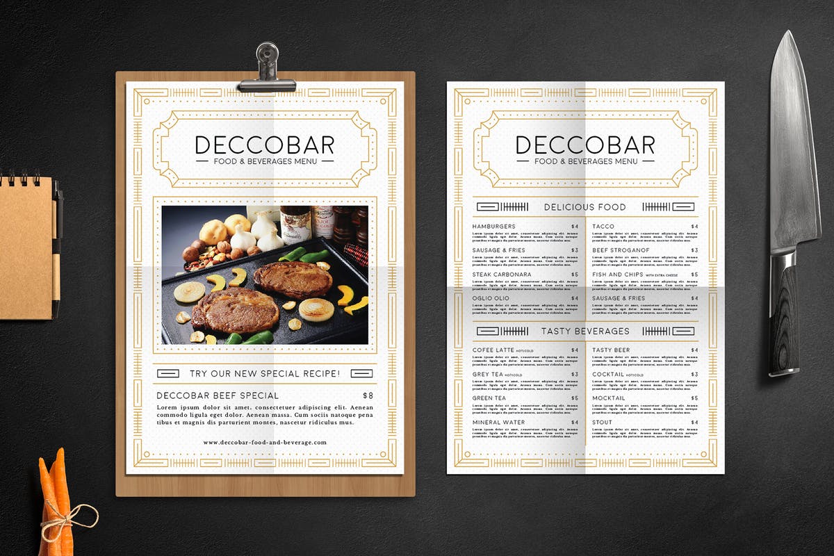 简约设计风格西餐厅菜单模板 Food Menu插图