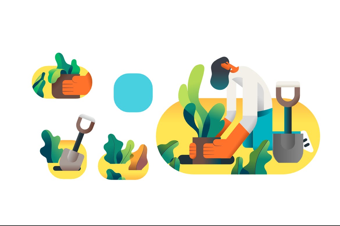 植物移植种植环境主题矢量图形素材 Replant Plant layout插图(1)