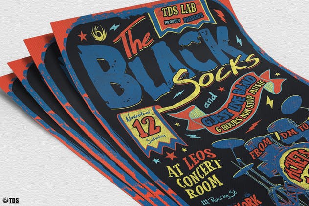 摇滚音乐盛典派对活动传单模板 Rock Music Flyer Template插图(4)