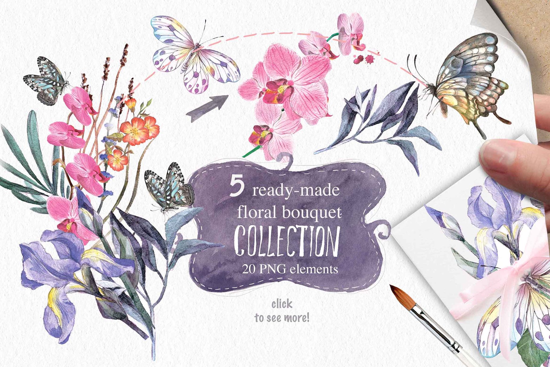 DIY水彩鸢尾花卉插画v1 Watercolor DIY "IRIS" vol.1插图(2)