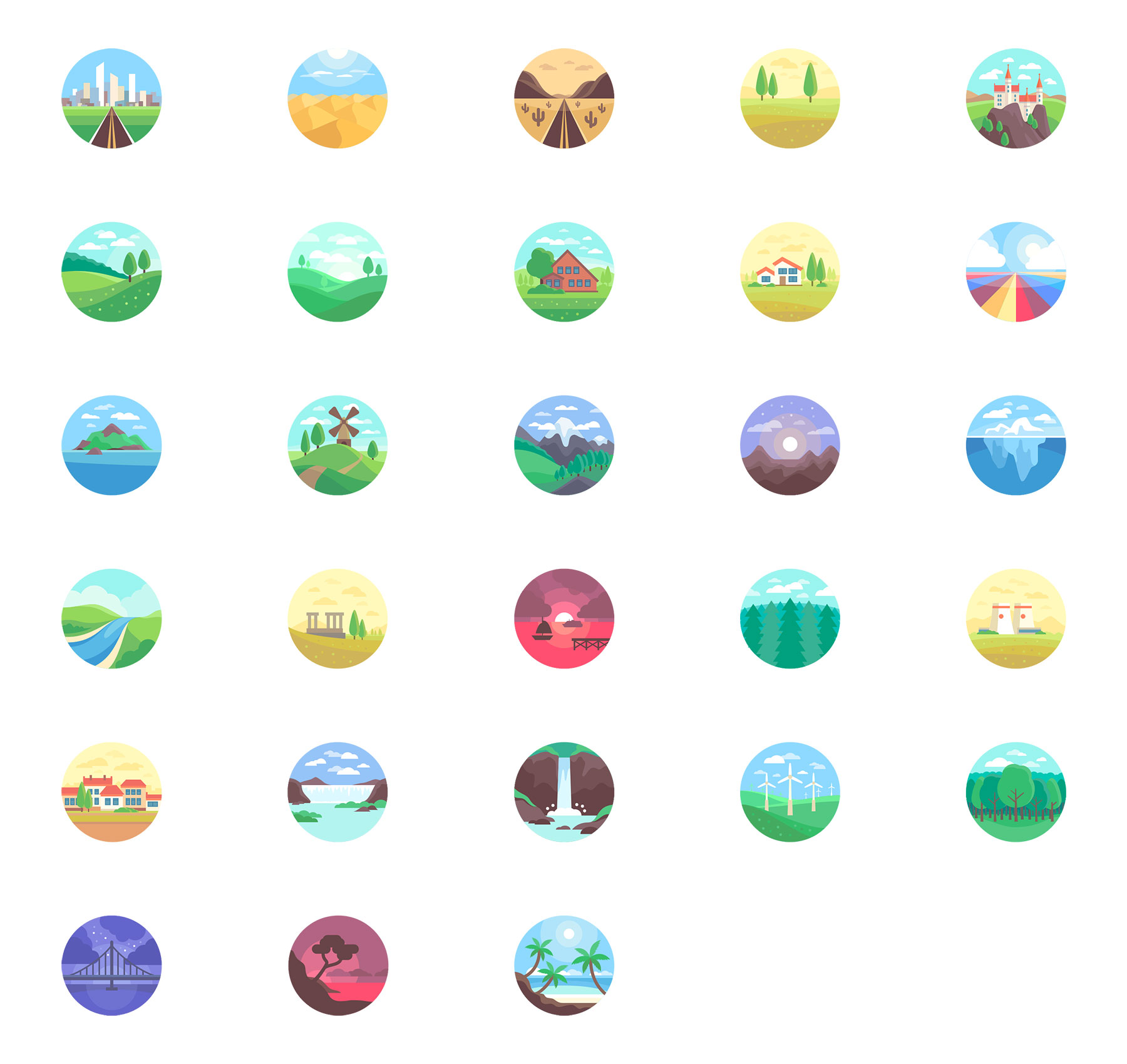28 枚景观扁平图标
