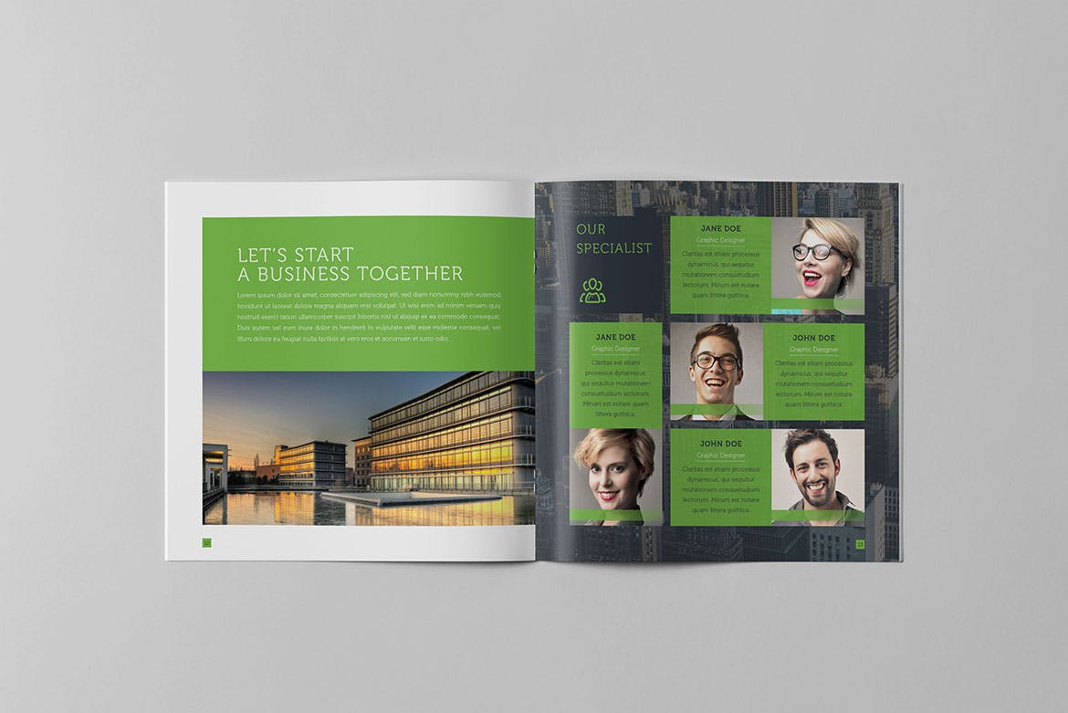 方形公司简介/业务介绍画册排版设计模板 Corporate Business Square Brochure插图(7)