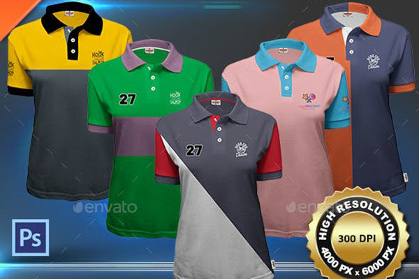 终极女士马球衫展示样机 Ultimate Female Polo Shirt Mock-up [psd]