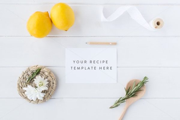 清新文艺便签卡片样机模板 Recipe card mock up – Psd+Jpg