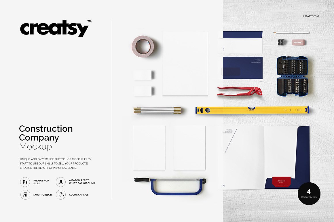 建筑类企业品牌 VI 样机模板 Construction Company Mockup插图