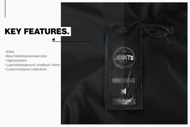 黑色品牌服装吊牌标签样机模板 Black Edition Tag Label Mockup插图(5)