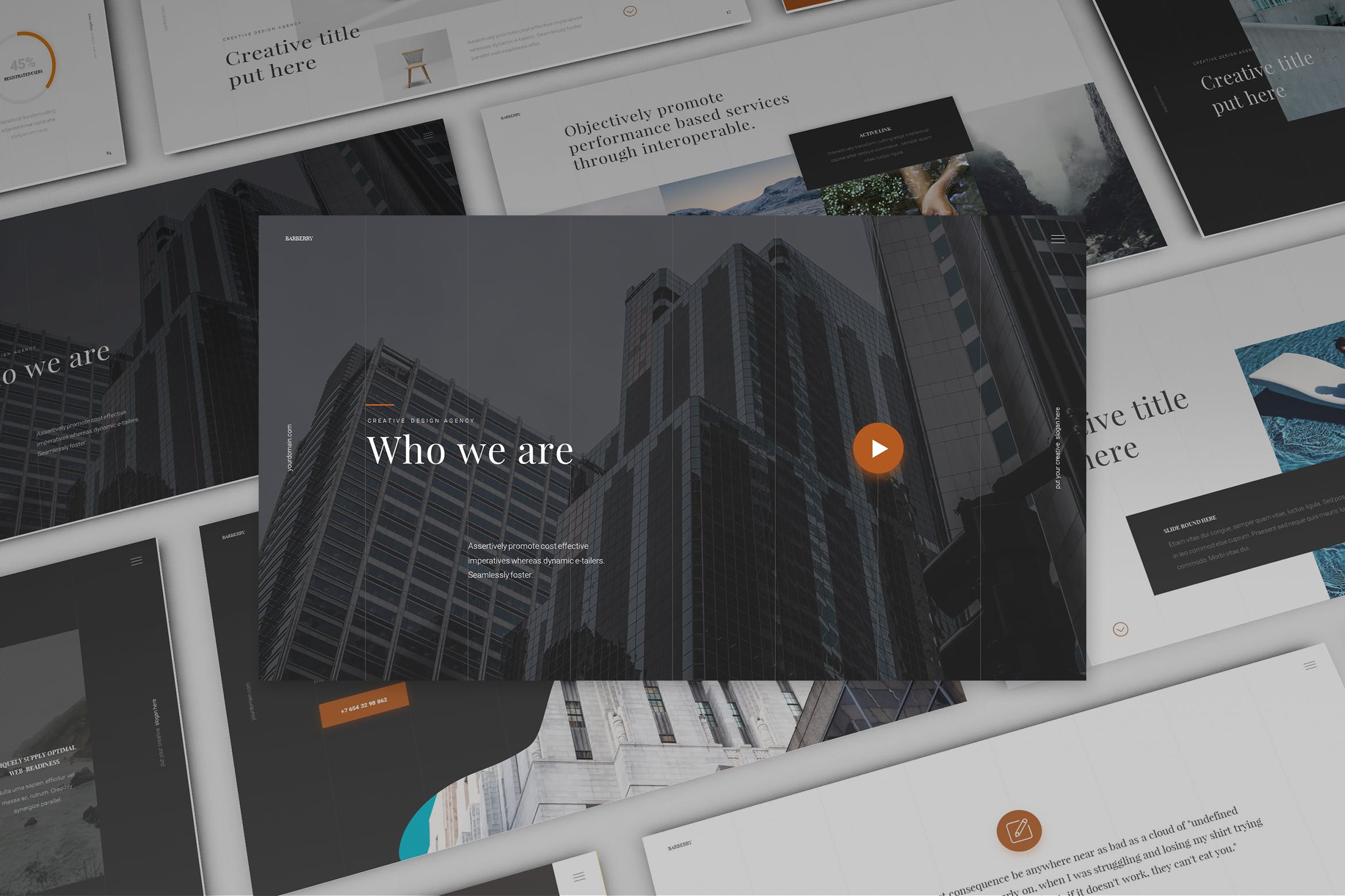 时尚企业介绍PPT幻灯片模板下载 Barberry PowerPoint Presentation插图