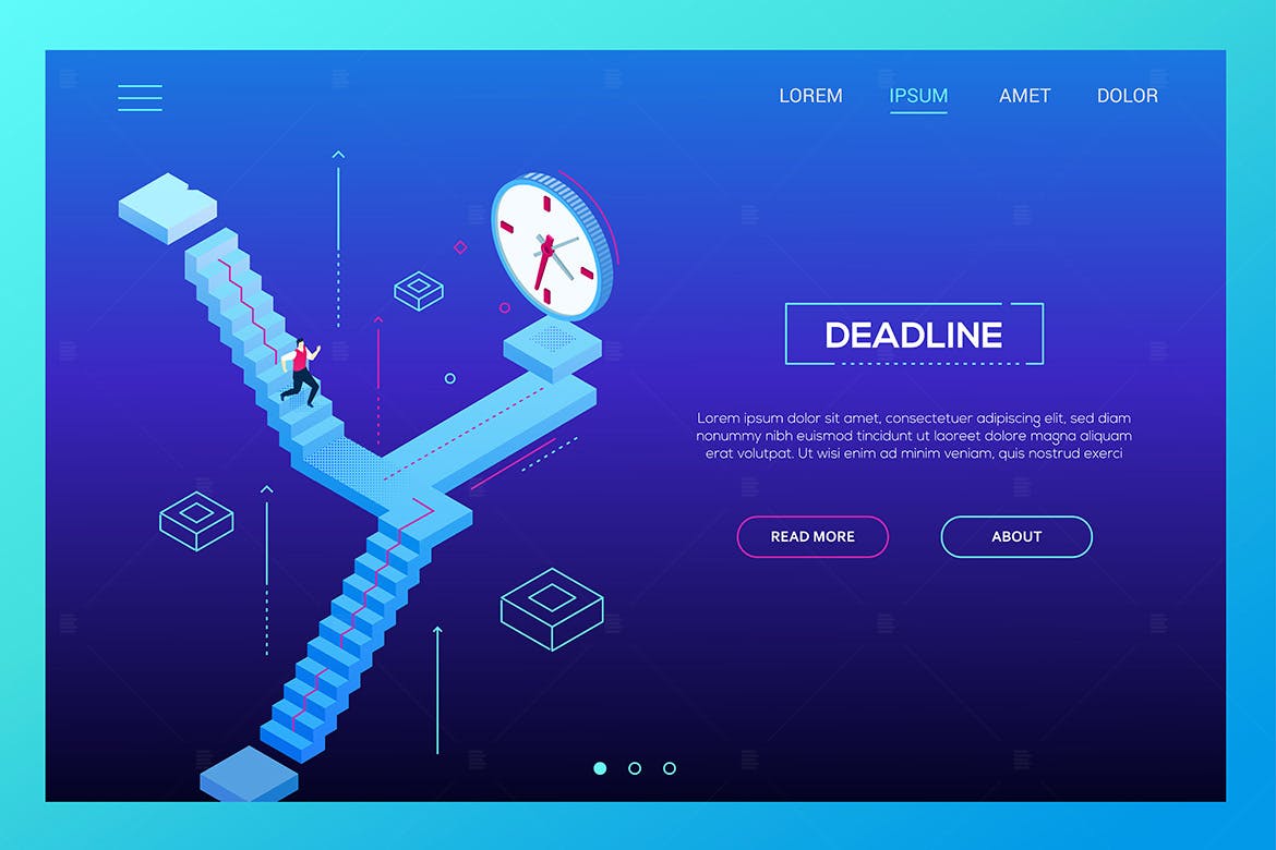 截止日期主题网站设计等距素材库精选概念插画 Deadline concept – isometric website header插图(1)