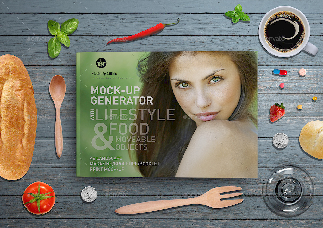 A4尺寸的杂志模型和场景生成器[psd]插图(1)