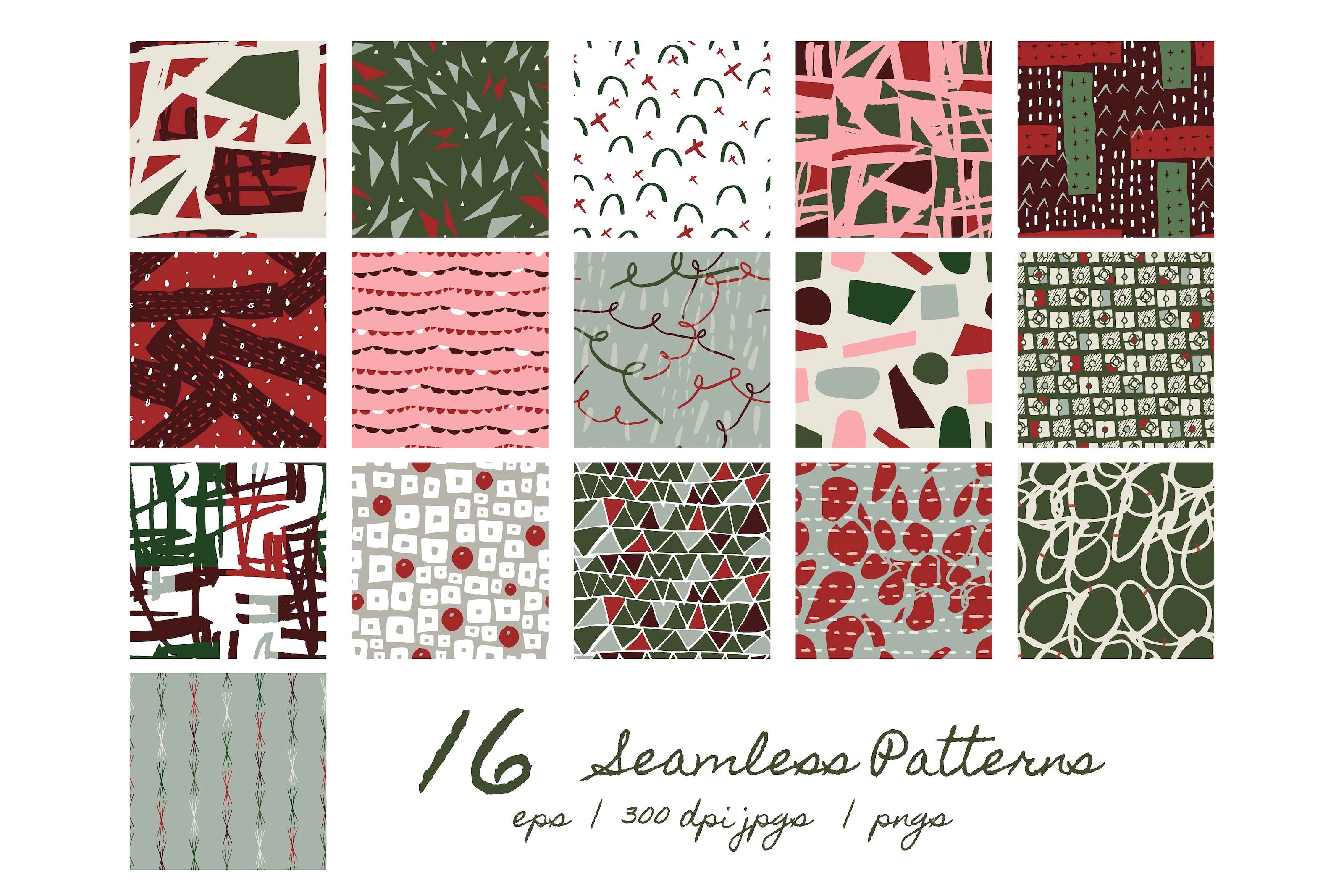 现代假日图案纹理 Modern Holiday | Patterns + Artboard插图(1)