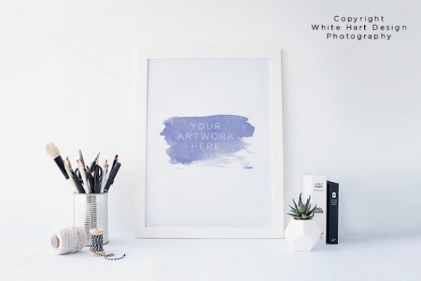 北欧系列冷淡风白色相框样机模板 White Frame mock up – PSD JPEG