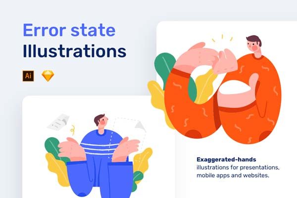 素材库下午茶：有创意的 404错误 其他状态插画创意素材下载[Sketch,Ai]