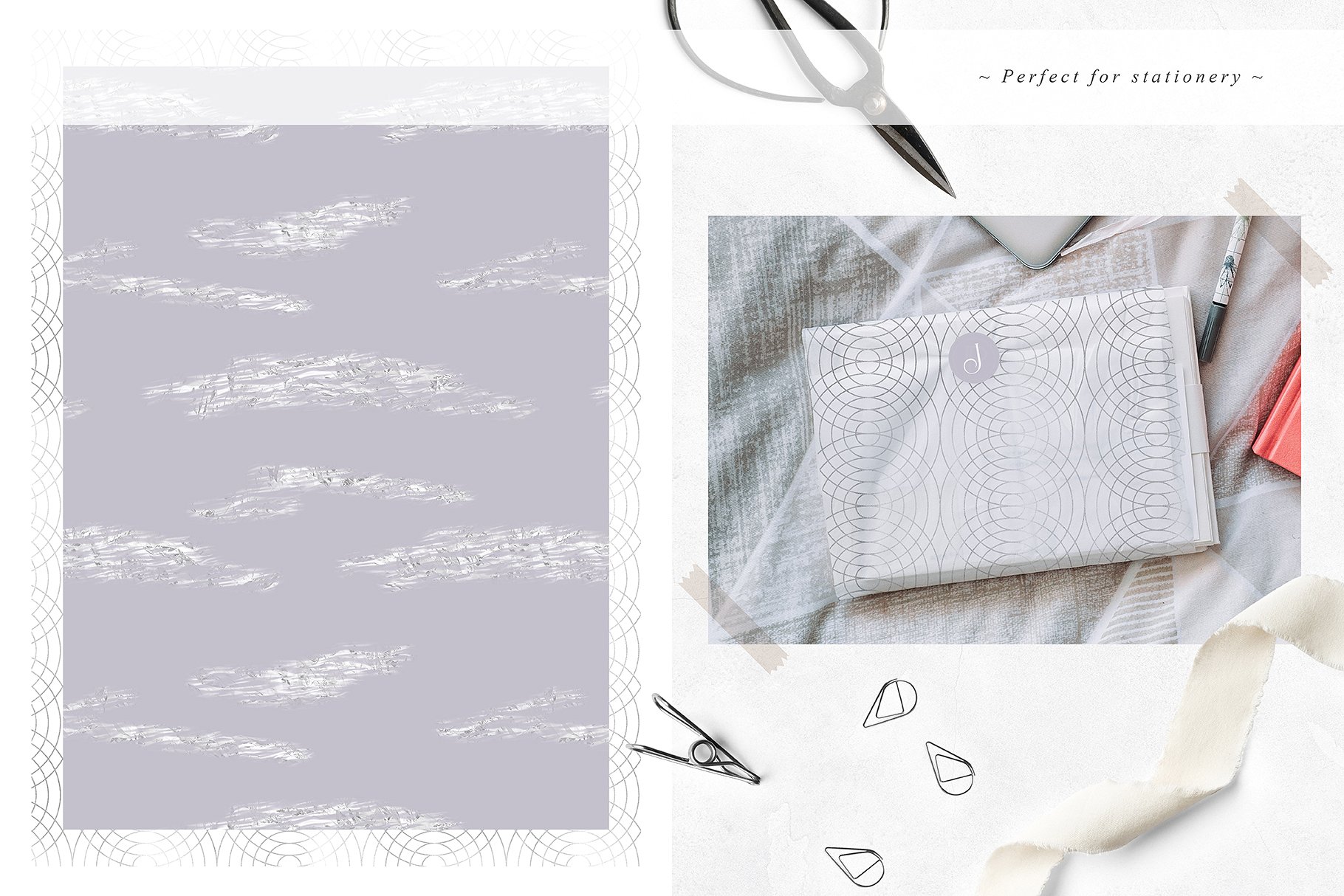 梦幻银色几何图案和抽象线条图案纹理 Fancy Silver Patterns插图(6)