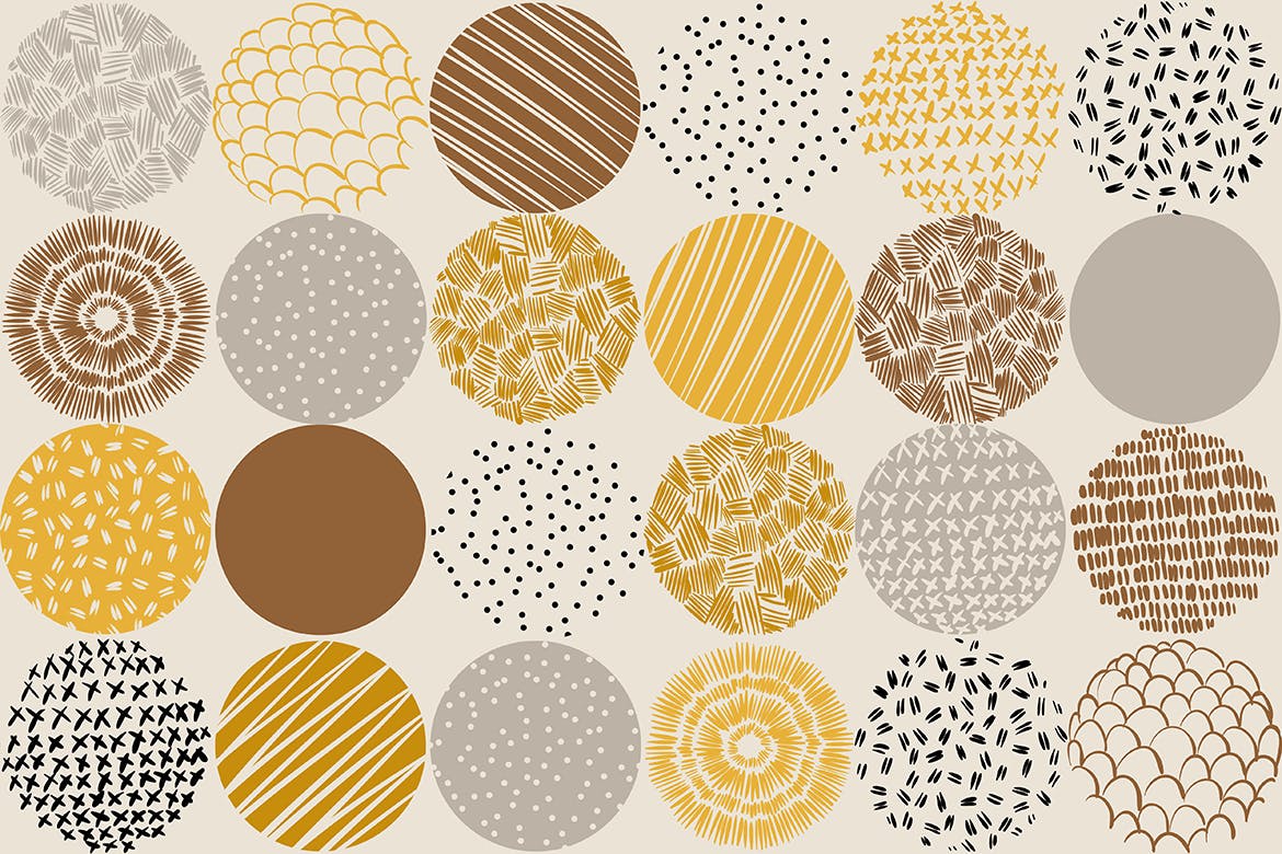 孟菲斯风格圆形装饰元素无缝图案纹理素材 Round Decor Memphis Elements Seamless Patterns插图(7)