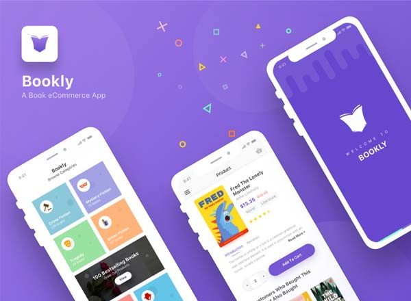 素材库下午茶：漂亮时尚的书本在线购买电商APP UI KITS[sketch]