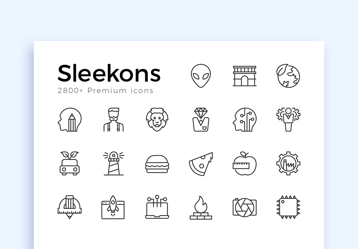 素材库下午茶：2800+极简现代线条设计风格图标巨无霸合集插图(1)