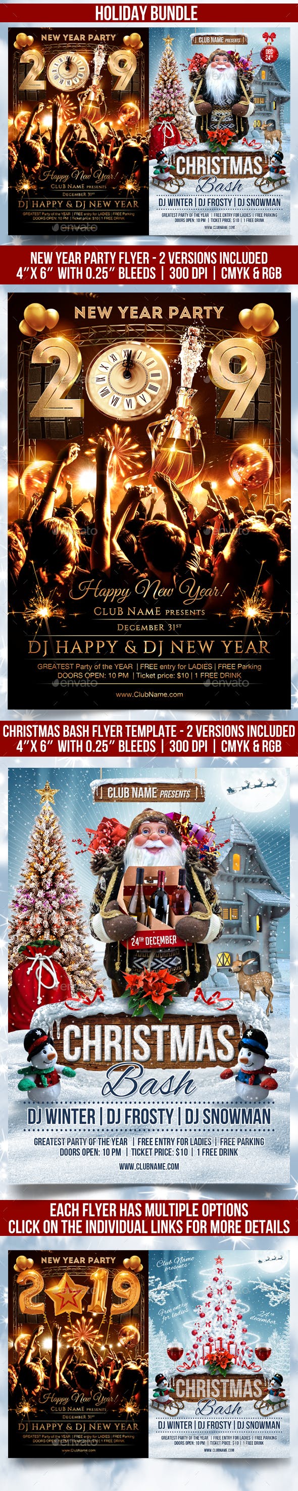 新年&圣诞海报模板合辑 Holiday Bundle [psd]插图