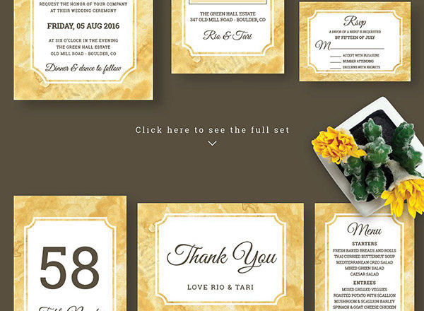 实用的金色大理石质感纹理名片卡片邀请函设计模板大集合