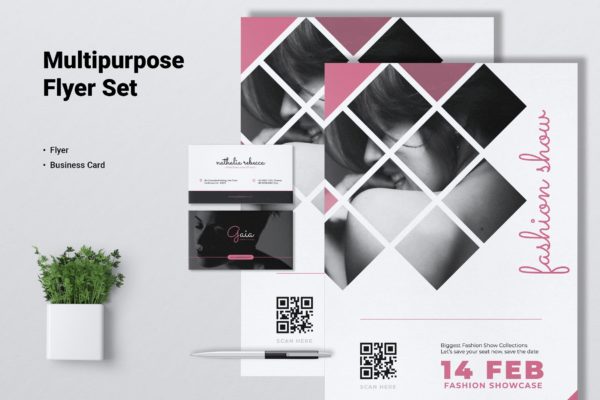 时装秀/活动传单&amp;名片设计模板 GAIA Fashion Show / Event Flyer &amp; Business Card