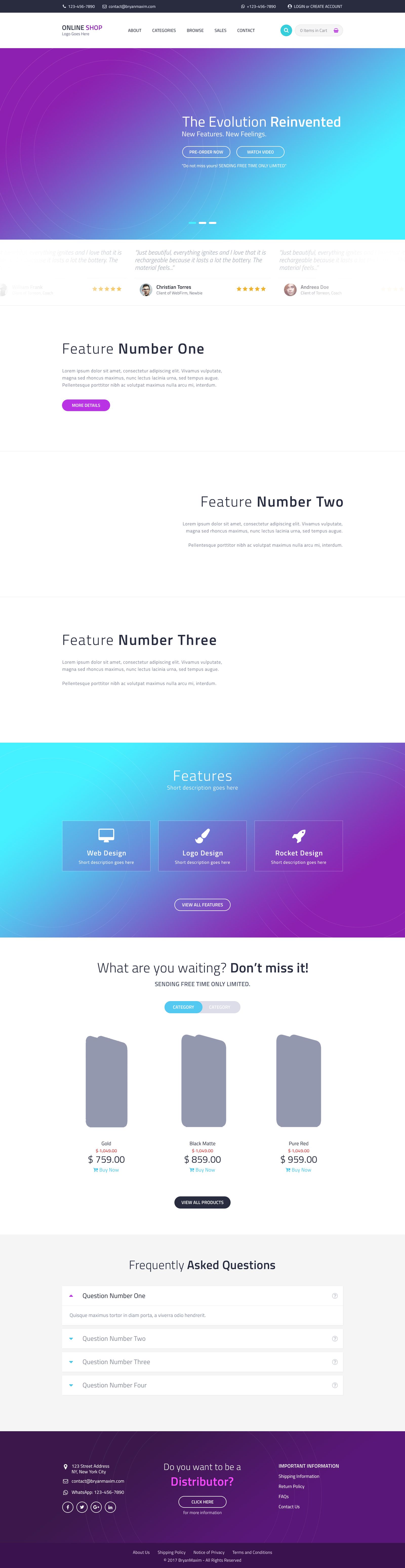 在线商店首页模板 Online Shop Website Template插图