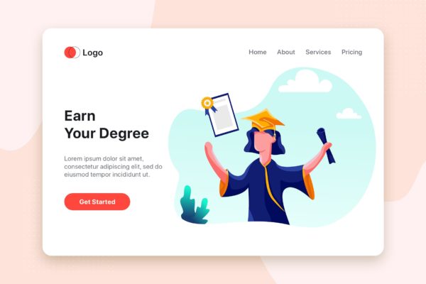 网络课堂矢量素材库精选概念插画设计素材v4 Online E-learning Illustration concept