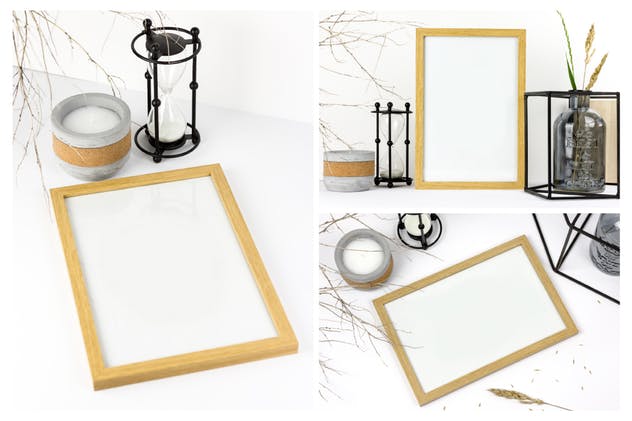 实木画框相框样机模板 Natural Wood Frame Mockup插图(3)