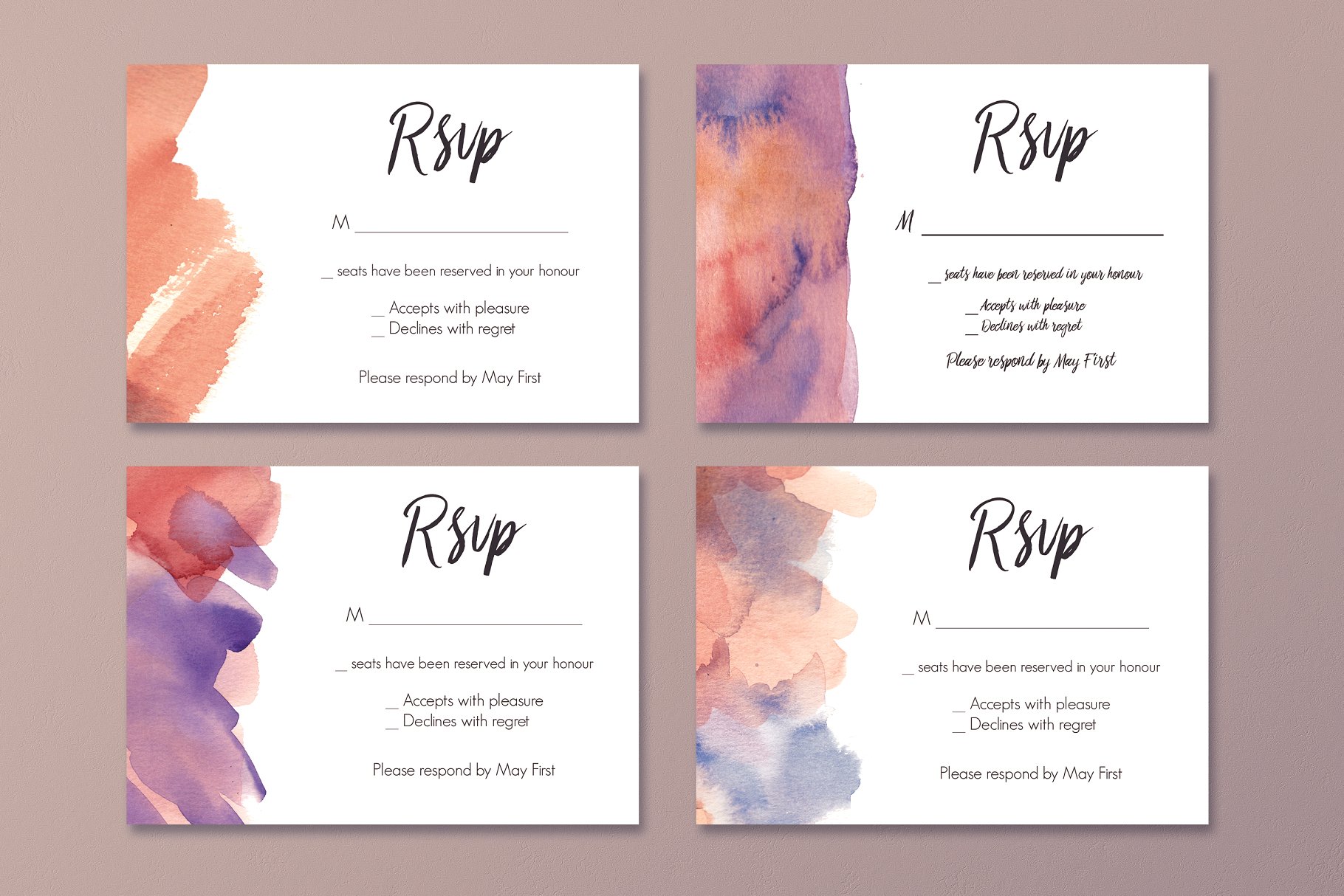 梦幻水彩婚礼邀请函模板合集 The Dreamy Watercolour Collection插图(7)