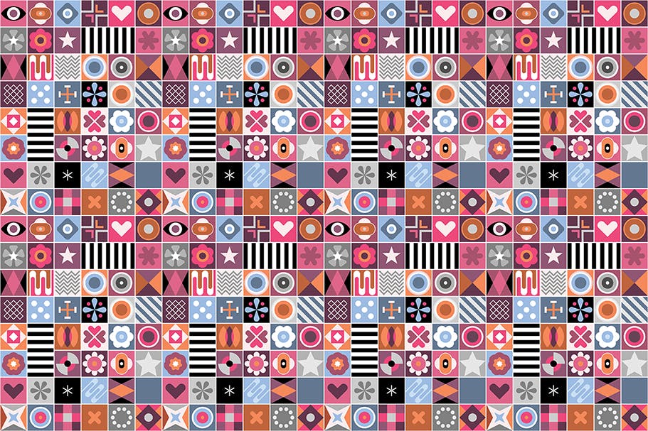 抽象几何混合图案无缝背景素材 Mix of Abstract Geometric Patterns插图(3)