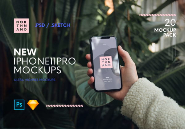素材库下午茶：暗夜绿iPhone 11 Pro展示样机套装[Psd /Sketch]