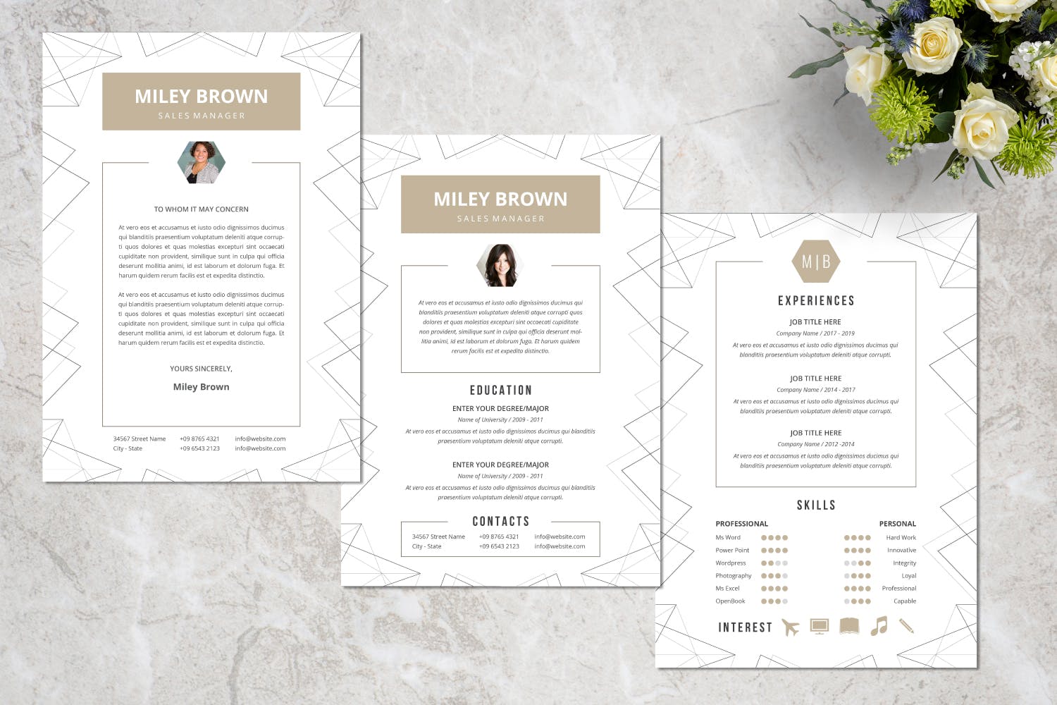 经理职位应聘创意个人简历设计模板v13 Manager Creative Resume Design Vol. 13插图(2)