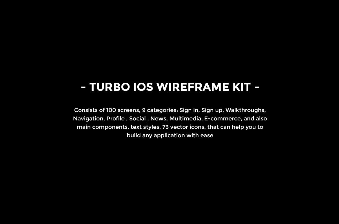100个iOS应用界面设计线框图设计套件 Turbo iOS Wireframe Kit插图(1)