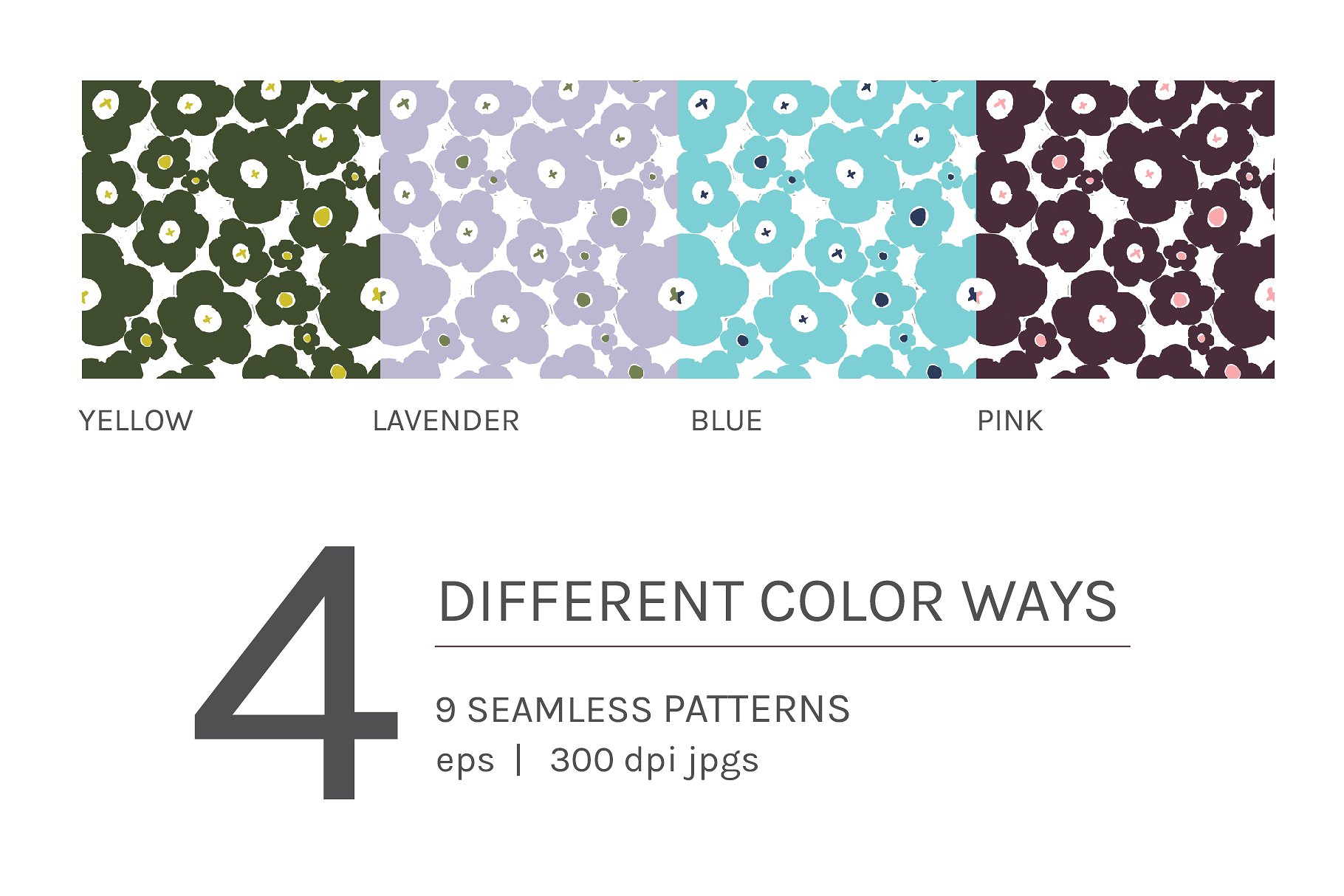 手绘花卉剪影无缝纹理 Floral Silhouette | Seamless Pattern插图